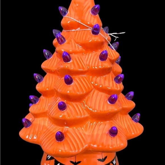 Mr.Halloween Nostalgic Ceramic Led Tree Orange Purple lights  13” NWT - Picture 3 of 12